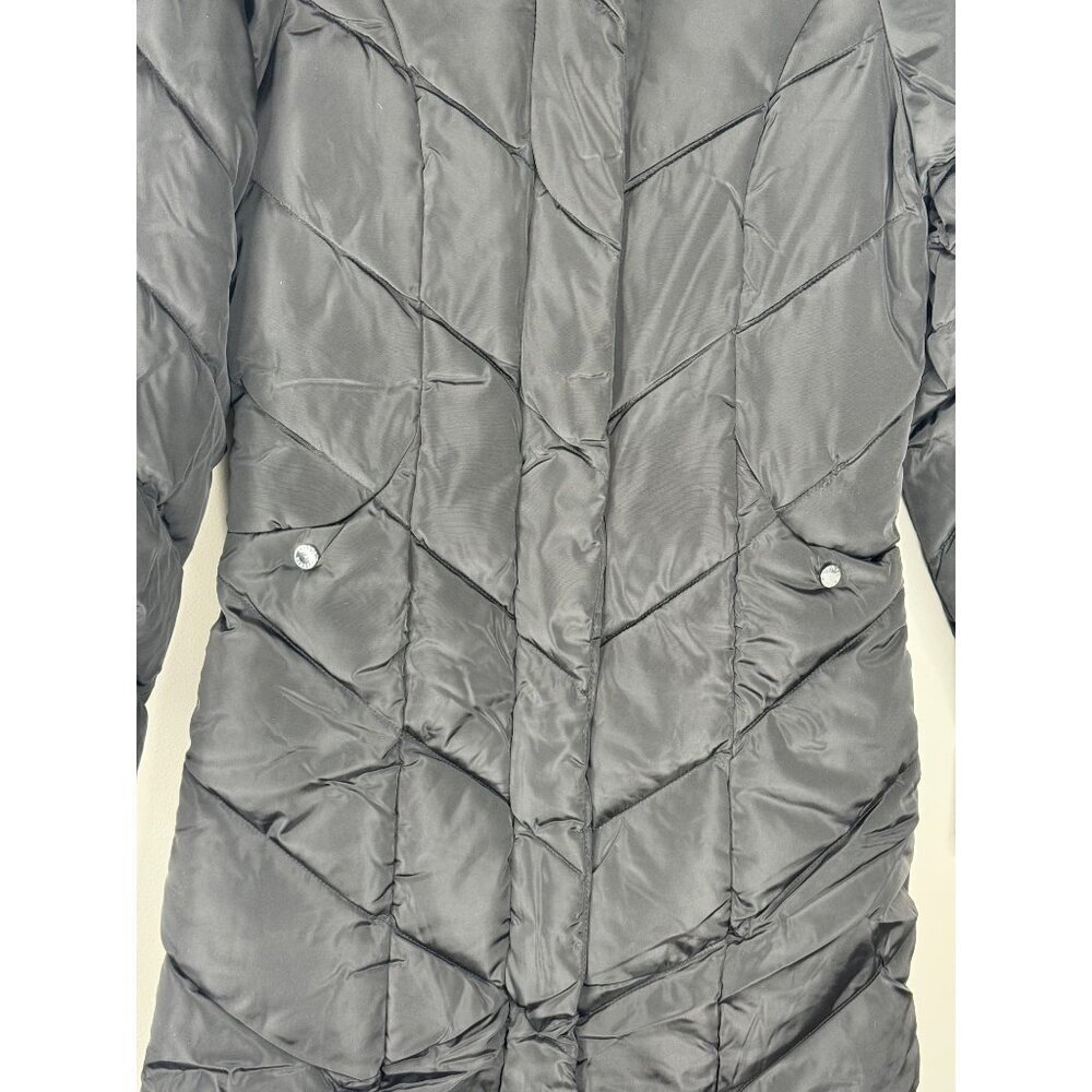 NWT Steve Madden Women's Black Chevron Puffer Long Winter Coat Size XS - Picture 6 of 9